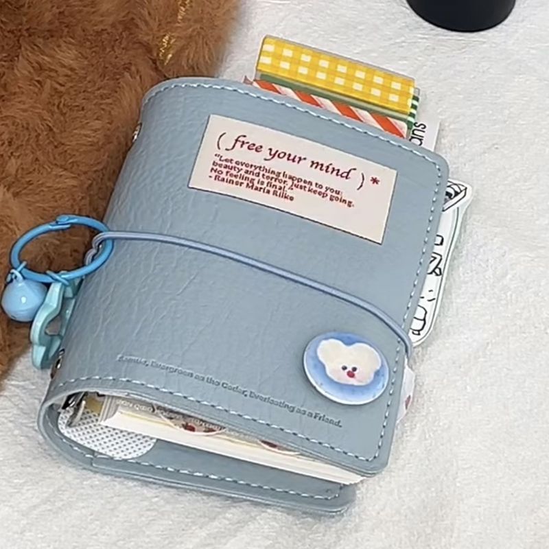 热销小红书同款baby蓝m5手账本高级活页绑带日记本韩版随身口袋本26416 Best-selling item from Little Red Book: Baby Blue M5 Notebook, Premium Loose-Leaf Diary with Strap, Korean Version Portable Pocket Notebook 26416
