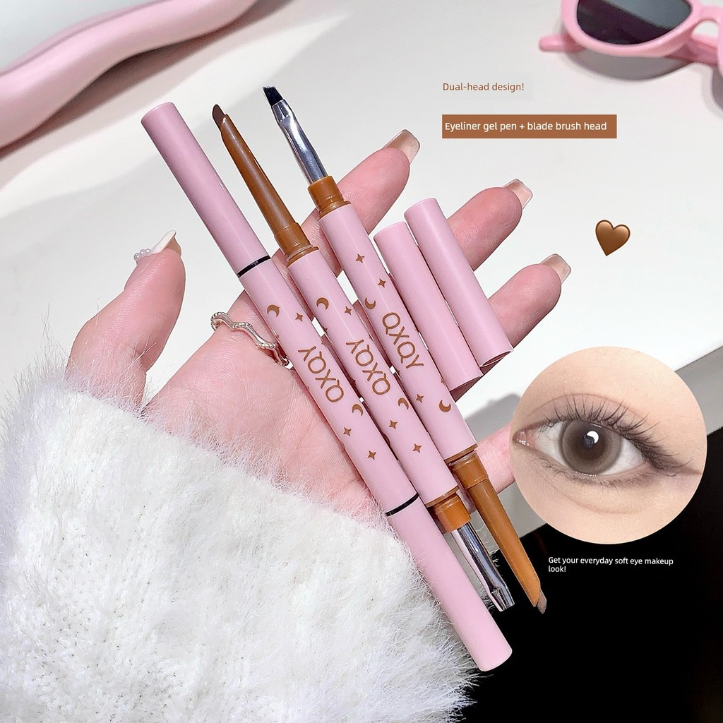 อายไลเนอร์สีน้ำตาล อายไลน์เนอร์กันน้ำ Double-Headed Eyeliner Gel Pencil Sharp Head กันน้ําเหงื่อไม่เ