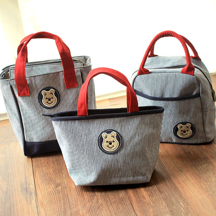 Super Good Canvas Bear Striped Lunch Box Bag Mommy Bag Small Handbag Little Mommy Bag Lunch Bag