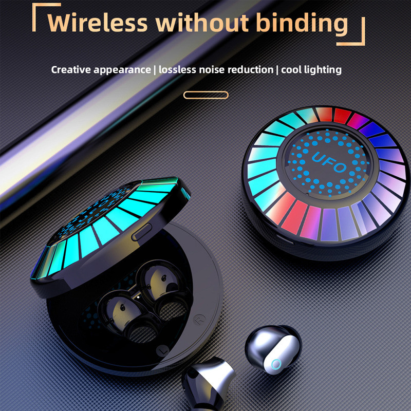 คุณภาพสูง K90 UFO Bluetooth V5 ชุดหูฟังสําหรับเล่นเกมสีสันสดใส RGB เอฟเฟกต์แสง F9 TWS การตัดเสียงรบก