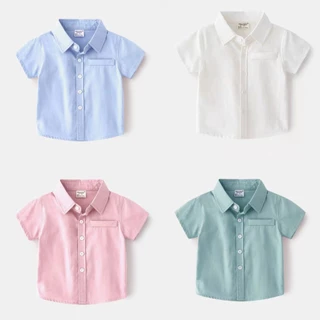 【ส่งจากไทย】เสื้อโปโลเด็กผู้ชาย สีพื้น ผ้าคอตตอนนุ่ม ระบายอากาศดี ดีไซน์เรียบง่าย แขนสั้นใส่สบาย เหมาะสำหรับฤดูร้อน พร้อม