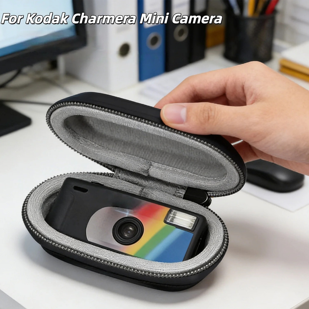 PU Leaher Hard Case สําหรับ Kodak Charmera พวงกุญแจกล้องกระเป๋าเก็บแบบพกพาพร้อม Carabiner กล้องอุปกรณ์ป้องกัน