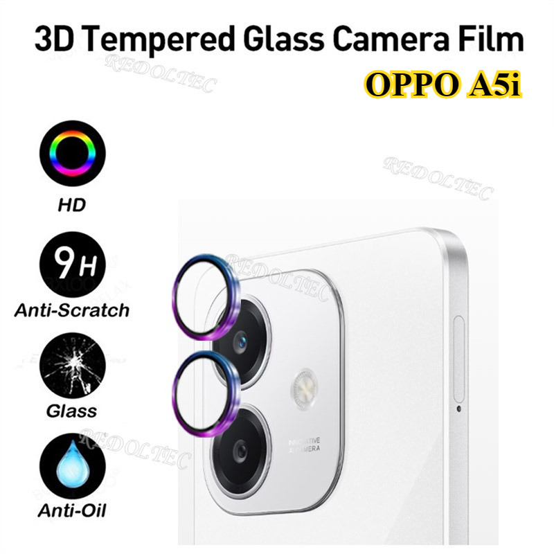 OPPO A5i แหวนโลหะกล้องเลนส์ป้องกัน OPPO A5i กระจกนิรภัยคลุมทั้งหมดฟิล์มป้องกัน