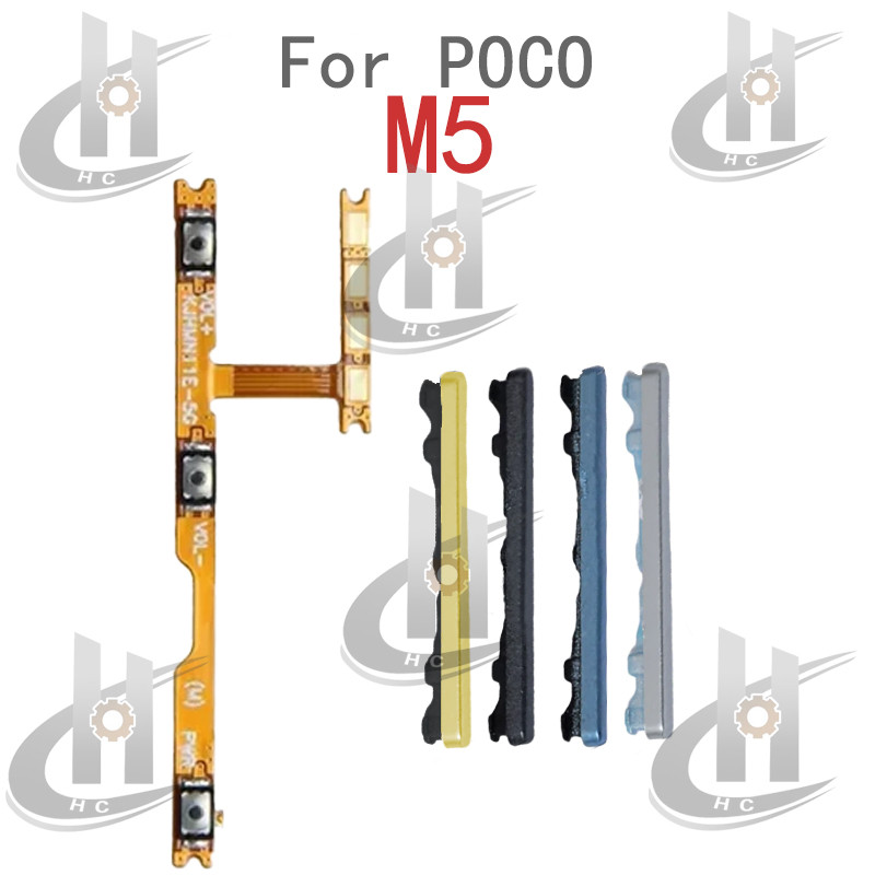 สําหรับ Xiaomi Poco M5 M4 5G ปุ่มด้านข้าง Flex Cable Keys ปุ่มปิดระดับเสียงขึ้นและลงปุ่มด้านข้างเปลี่ยนส่วน