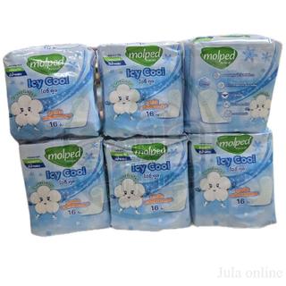 Molped โมลเพด แผ่นอนามัยสูตรเย็น แบบมาตรฐาน ไอซี่ คูล ขนาด 16 ชิ้น (แพค 6 ห่อ)