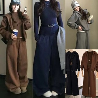 ❤ 🧵 🇰🇷 Y9619 เซ็ท 3 ชิ้น เสื้อแขนยาวคอปีน + เสื้อแจ๊คเกตแขนย…