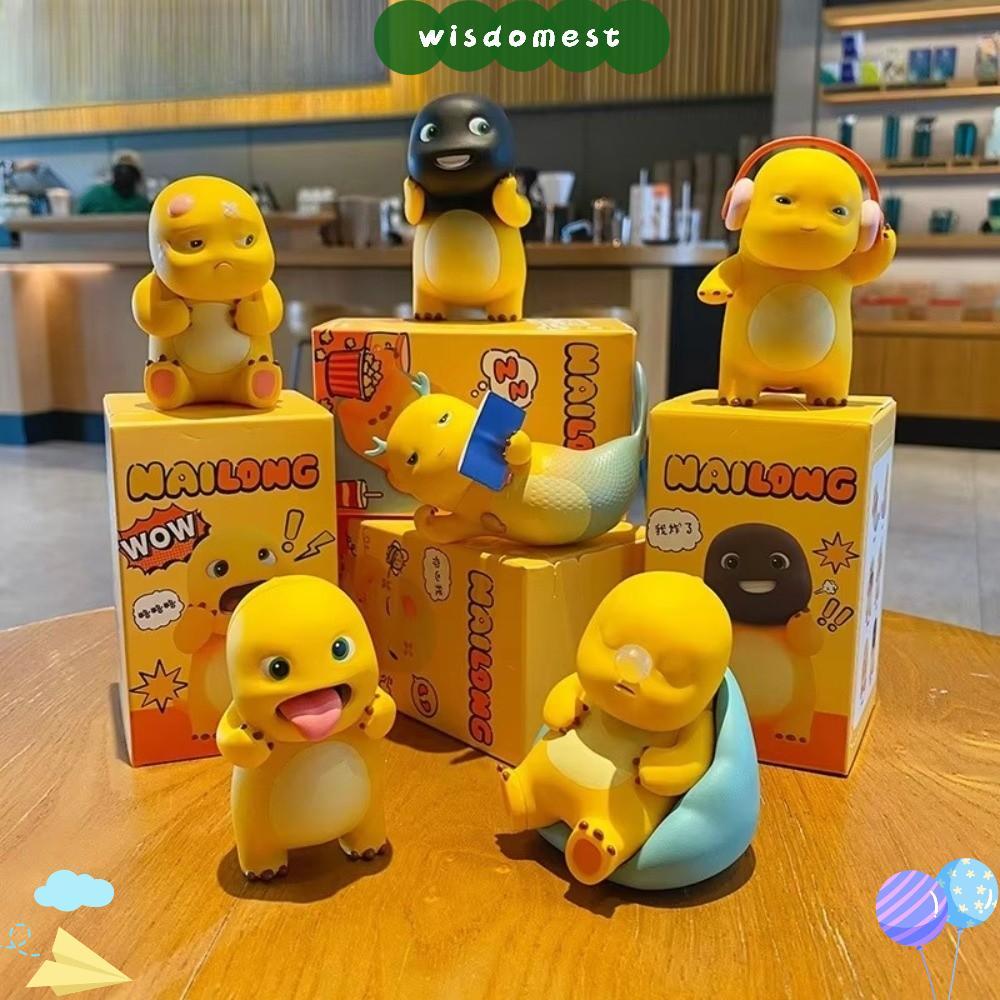 WISDOMEST Nailong Figures, Funny Pose Miniature กล่อง, รูปปั้นสะสมน่ารัก Action Figure Dino รูปที่สะ
