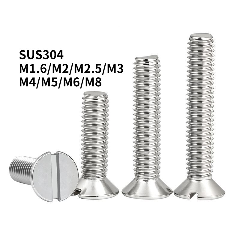 AGB68 304 สแตนเลส one-word slot consunk หัวสกรู slotted แบนหัวสกรู M1.6M2M2.5M3M4M5M6M8M10XXX-MBAAA
