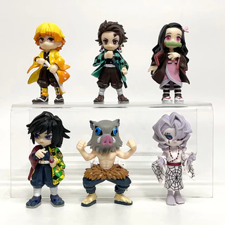 6 ชิ้น/เซ็ต 8-9 ซม.การ์ตูนอะนิเมะรูป Tanjirou Nezuko Zenitsu Inosuke Giyuu Rui รุ่น Q PVC Action Figures ตุ๊กตาของเล่น