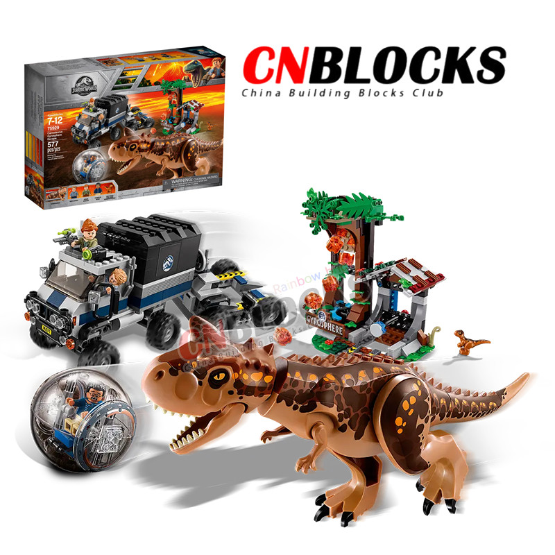 Carnotaurus Gyrosphere Escape 75929 (577 ชิ้น) Jurassic World Building Blocks ของเล่นเด็กของขวัญสําห