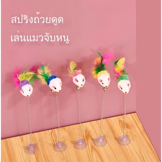 ✨ ส่งเร็ว ของเล่นแมวหนูสปริงดูดสุญญากาศ | ไม้ล่อแมวเด้งโยก | มีกระดิ่งกระดิ่ง เล่นเองได้ คลายเหงา 🐱🔔