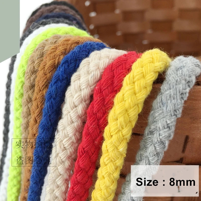 Hot Sale 8mm 10m/lot DIY Handmade Cotton Rope Woven Cotton Cord/String for Diy Accessories Bag Craft