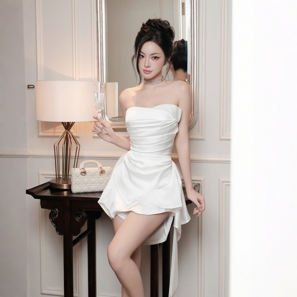แปลก Puss Elegant Mini Dress Slash คอแขนกุด Backless บางผู้หญิงเกาหลี Casual Midnight Party สไตล์