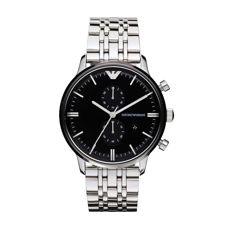 Armani (Emporio Armani) นาฬิกาผู้ชายสายเหล็กแฟชั่นลําลองธุรกิจกล้องส่องทางไกลมัลติฟังก์ชั่นนาฬิกา AR