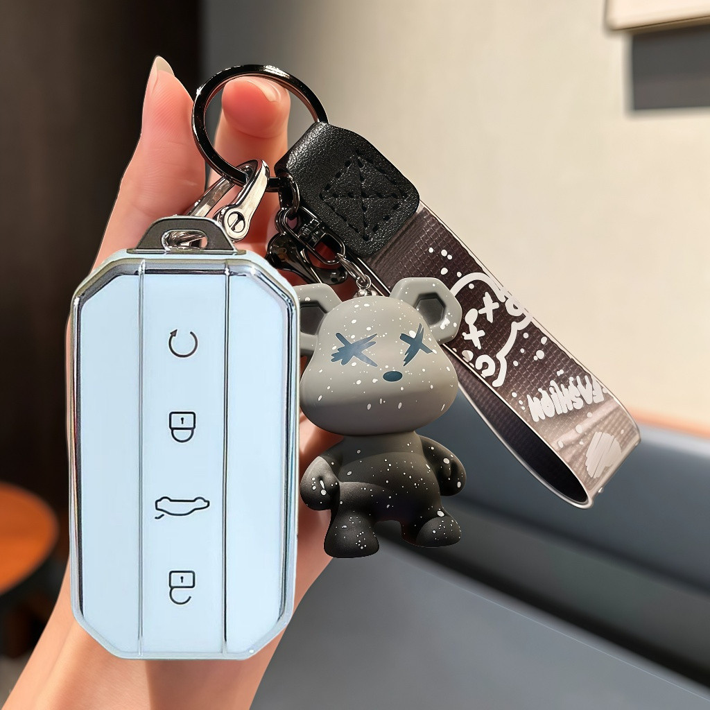 เคสกุญแจสําหรับ Jaecoo 5 EV | ฝาครอบรีโมทรถยนต์ป้องกันรอยขีดข่วน TPU แบบนุ่มพร้อมพวงกุญแจ