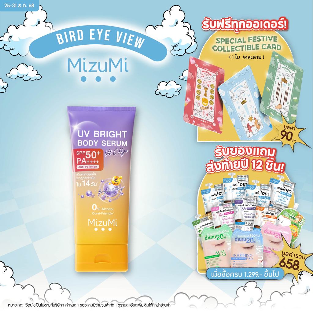 MizuMi UV Bright Body Serum Vit C Hya 180ml เซรั่มกันแดดทาผิวกาย สูตรวิตซีไฮยา ผ