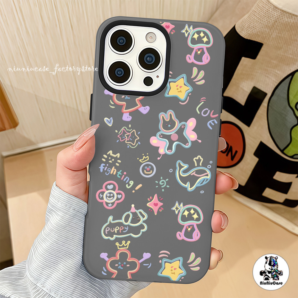 กราฟฟิตีสีสัน For Oppo A38 A18 A15 A35 A17 A17K A16 A54s A77 A57E A31 A53S A33 A32 A9 A5 A11 A58 A74 A95 RENO 2 ใน 1 เคส - รูปที่ 2