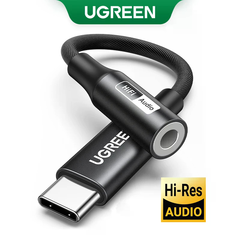 UGREEN ตัวแปลงหูฟัง Type C ถึง 3.5 มม.AUX อะแดปเตอร์สายเคเบิลชิป DAC การ์ดเสียงสําหรับโทรศัพท์ Type C