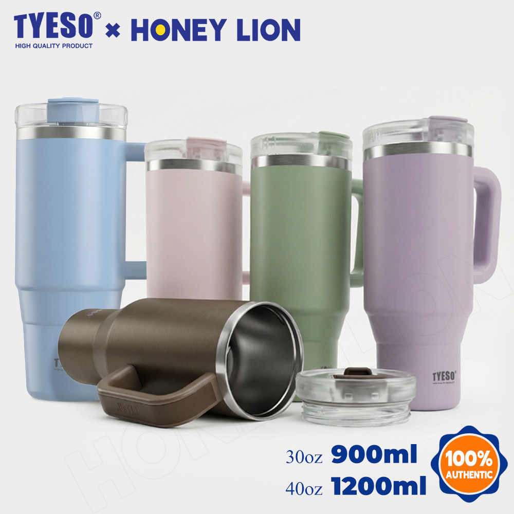 HoneyLion ขวดน้ําป้องกันการรั่วซึมขนาด 900 มล. / 1200 มล. พร้อมฝาปิดฟางพลิก 304 แก้วน้ําสแตนเลสสําหร