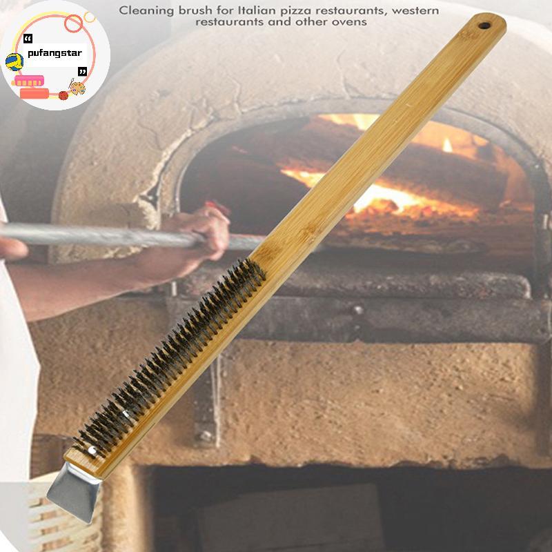 Pufangstar แปรงเตาอบพิซซ่าด้ามไม้ Grill Scraper แปรงทําความสะอาดในครัวเรือนเครื่องมือพิซซ่าสําหรับเต
