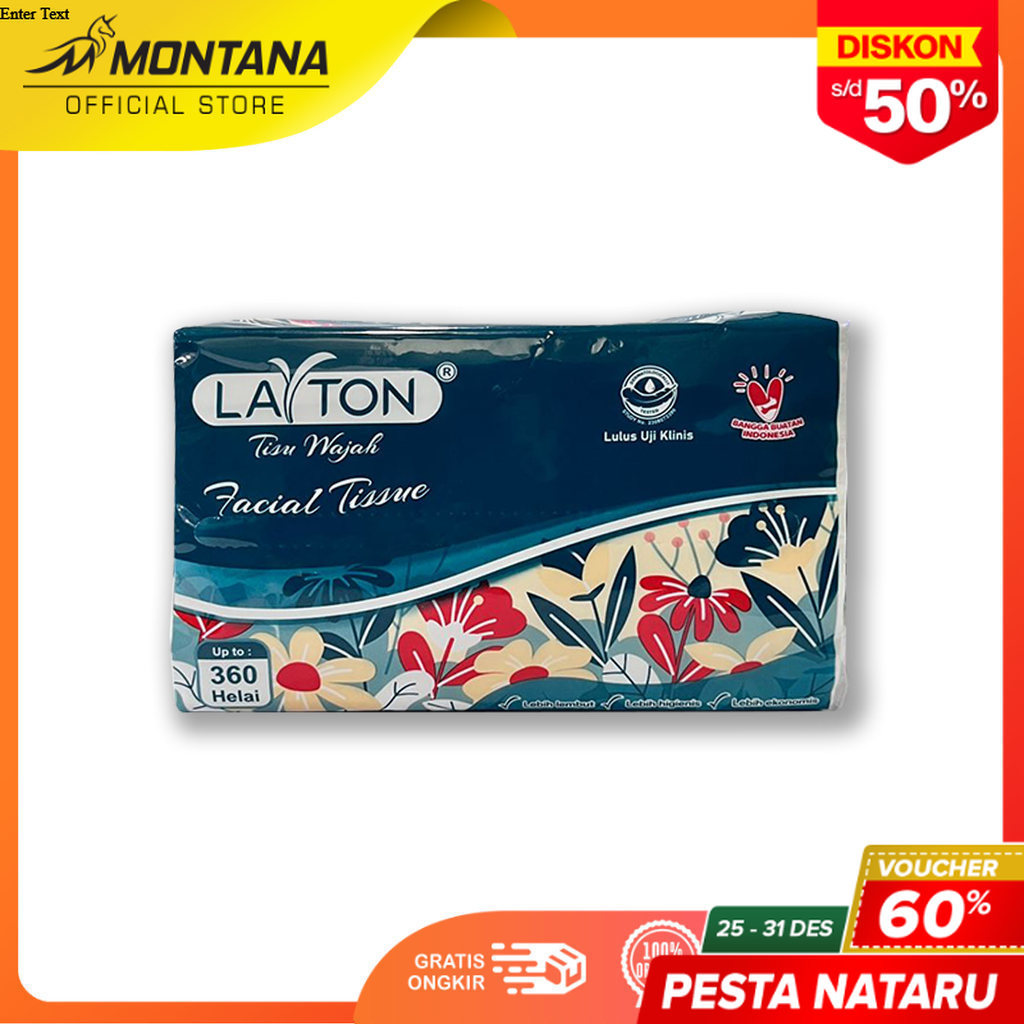 MONTANA Tissue Layton Facial soft Up To 360 Strands Layton Facial Tissue 100% Pulp