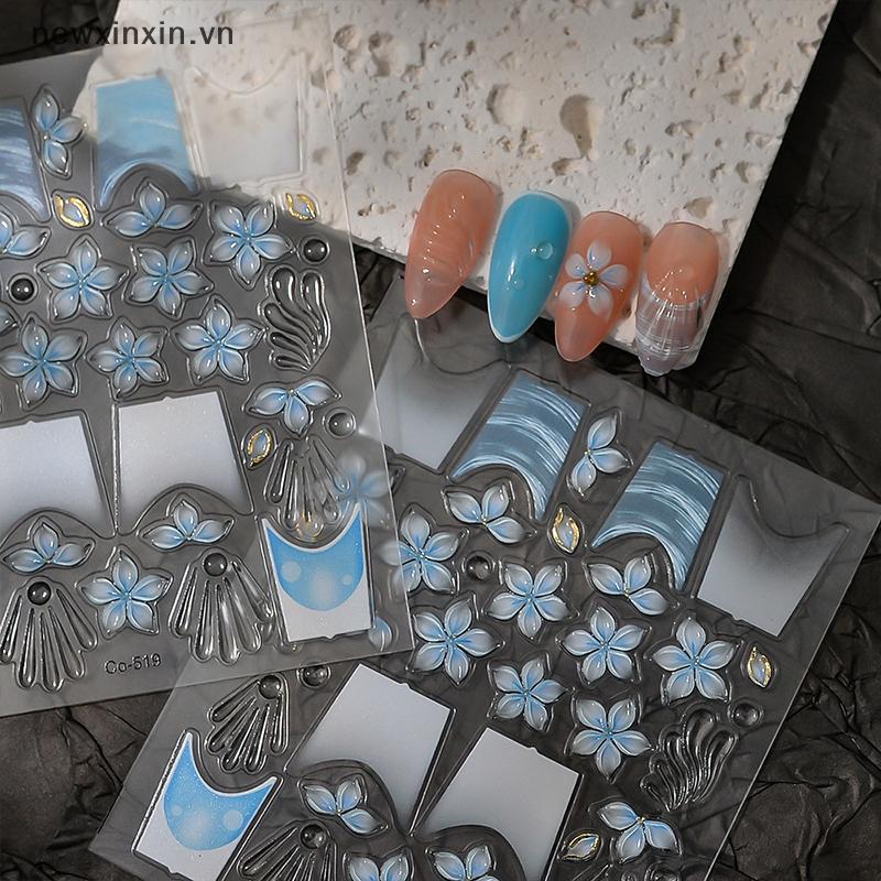 Newxinxin Wearable Nail Art Stickers Free Hand-Painted 3d Sculpted Nail Art Stickers Flower Jelly Na
