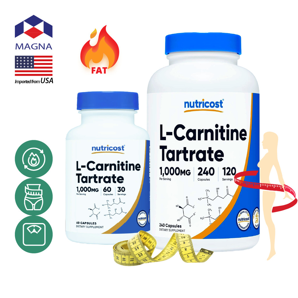 นูทรีคอสท์ แอล-คาร์นิทีน 1000 mg/s แอลคาร์นิทีน Nutricost L-Carnitine /กินร่วมกับ แอปเปิ้ลไซเดอร์ บีซีเอเอ ซีแอลเอ คร...