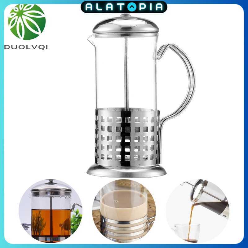 DUOLVQI French Press Coffee Maker Pot Plunger Glass Grid Pattern - KG72I
