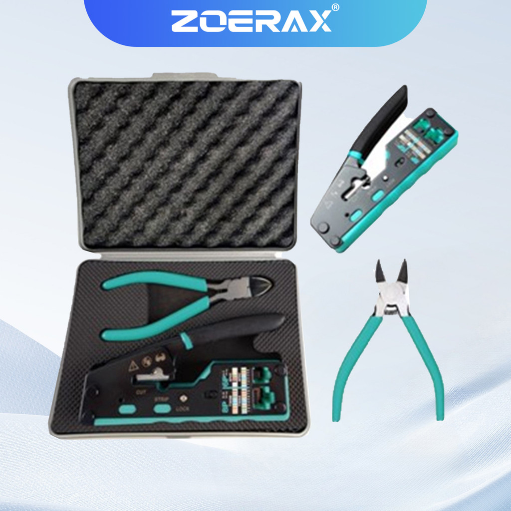 Zoerax RJ45 อุปกรณ์ย้ําหางปลาอีเธอร์เน็ต สําหรับ Cat6 Cat5 Cat5e RJ45 และปลาย RJ12