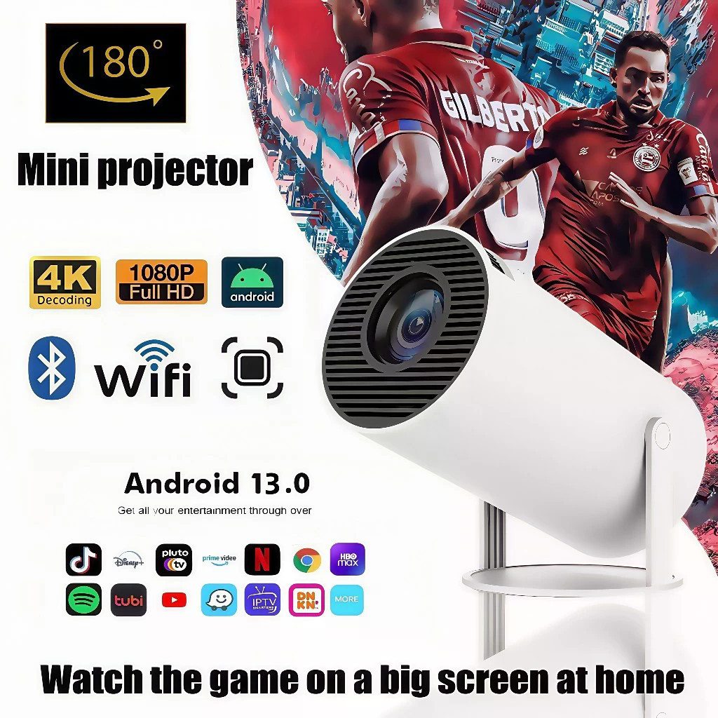 HY300 PRO โปรเจคเตอร์ 4K Android 11.0 LCD Bright 4K Mini โปรเจคเตอร์ 1080P Dual Band WiFi + Bluetoot