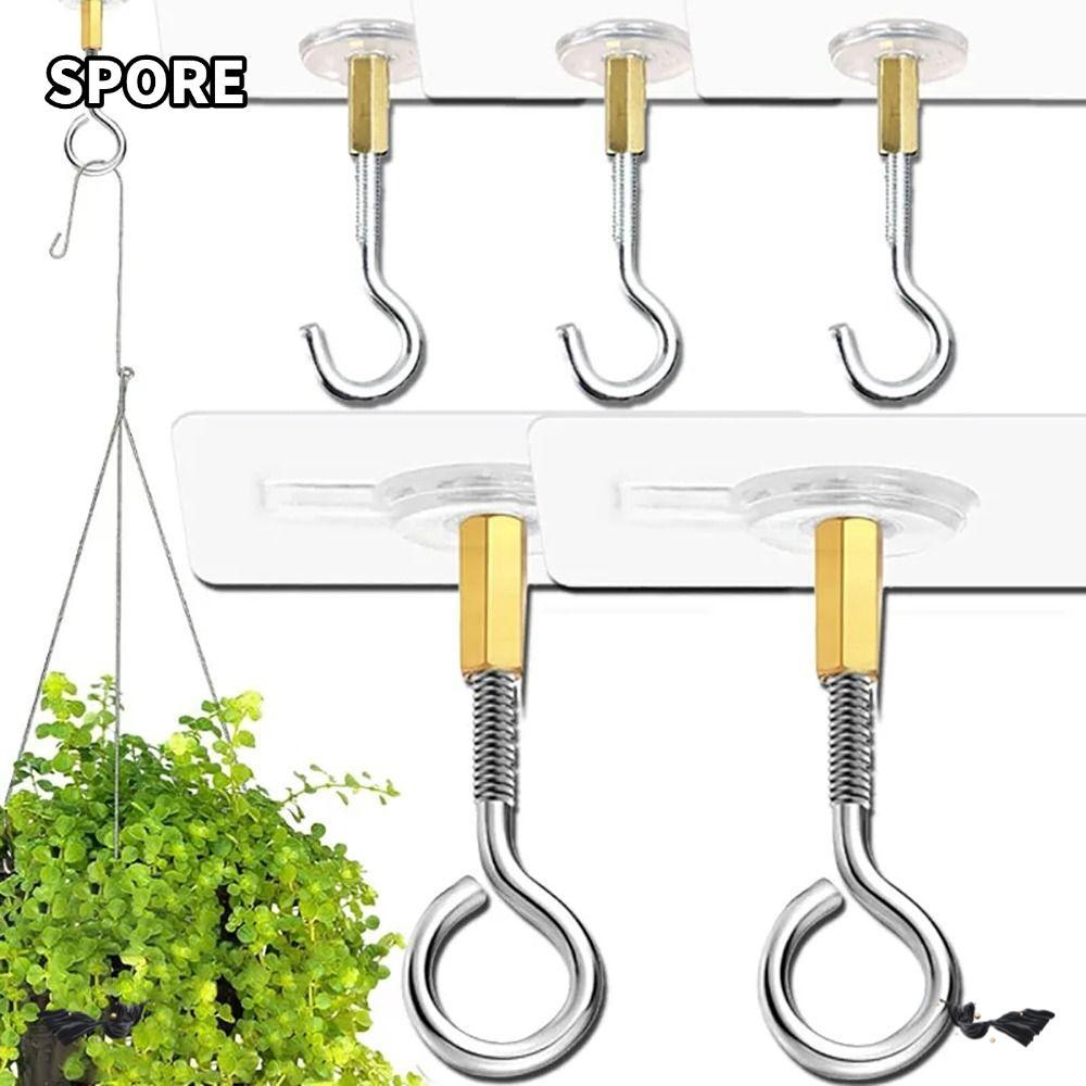 SPORE 1 ชิ้นพืชกระถางดอกไม้แขวนวงเล็บ, Heavy Duty เครื่องมือเก็บเพดาน Hook, Traceless Punch-ฟรี Strong ติดผนังไม่มีรอยต่อตะขอโปร่งใส