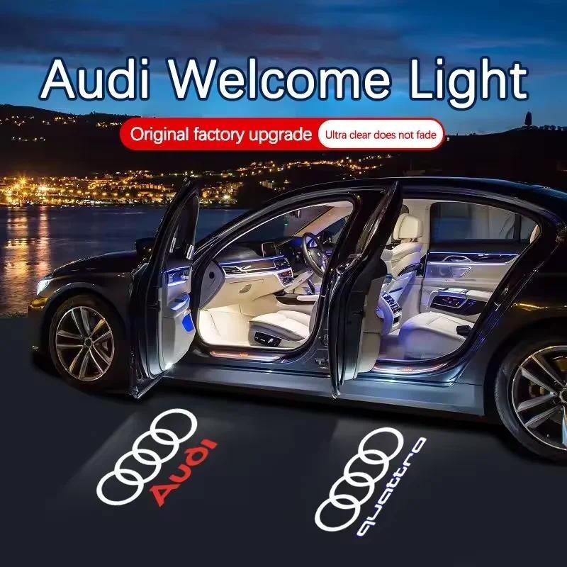 2pcs รถประตูยินดีต้อนรับ LED high-definition โลโก้สําหรับ Audi A1 A3 A4 A5 A6 B5 B6 B7 B85 C6 C7 A8 