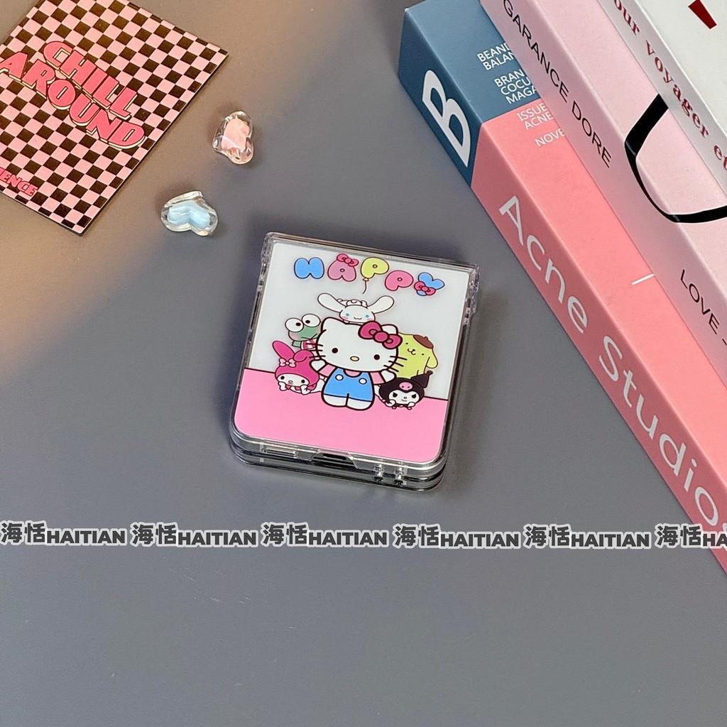 เหมาะสําหรับ Samsung Galaxy Z Flip 7 6 5 4 3 5G การ์ตูนน่ารักสีชมพู KT Cat สร้อยข้อมือเคสโทรศัพท์สํา