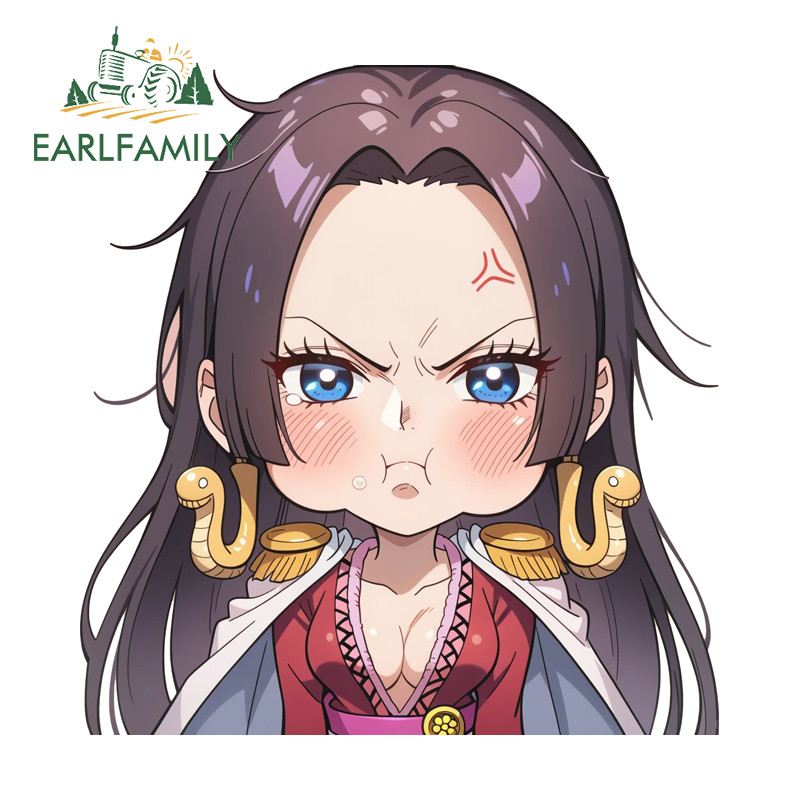 EARLFAMILY One Piece Boa Hancock สติกเกอร์รถ Chibi กระจกมองหลังรถจักรยานยนต์กันชนกระจกไวนิล Decals Occlusion Scratch กันน้ํารถจัดแต่งทรงผม