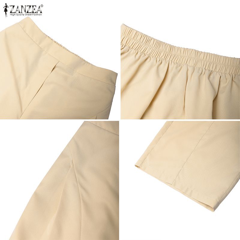 ZANZEA กางเกงฮาเร็มสำหรับผู้หญิง อัปเดตสไตล์เกาหลี เอวสูง มีกระเป๋า ใส่ทำงานหรือลำลองได้สบาย ราคา ถูกที่สุด ดีลบีเคเค แกลเลอรีภาพที่ 9