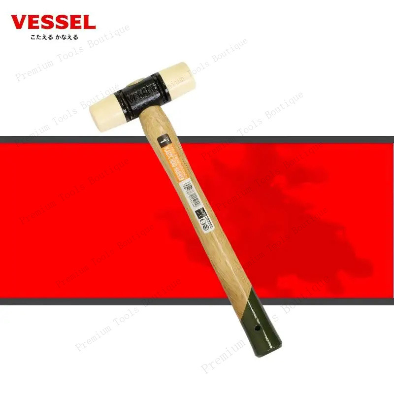 VESSEL No.70 Series Double-Ended ค้อนยางด้ามไม้ Shock-Absorbing ชั้นค้อนเปลี่ยน Soft-Face ค้อนหัว 1 