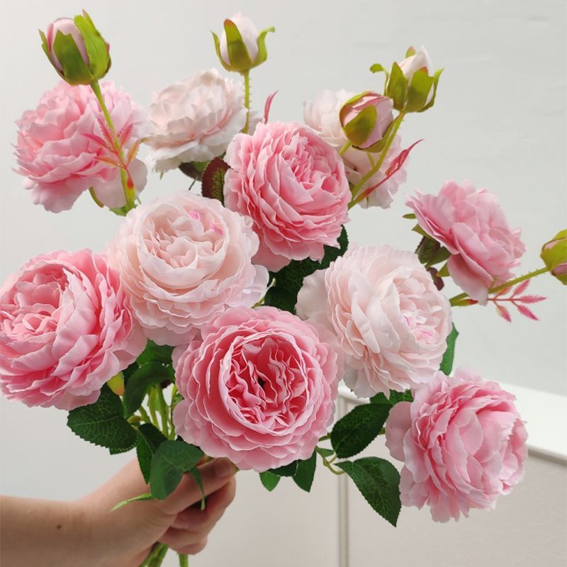 ช่อดอกไม้ดอกโบตั๋นจําลองดอกไม้ใหญ่เหมาะสําหรับการจัดดอกไม้โต๊ะรับประทานอาหารหรือมุมห้องนั่งเล่นไม่ดูแลไม่ต้องรดน้ํา - รูปที่ 4