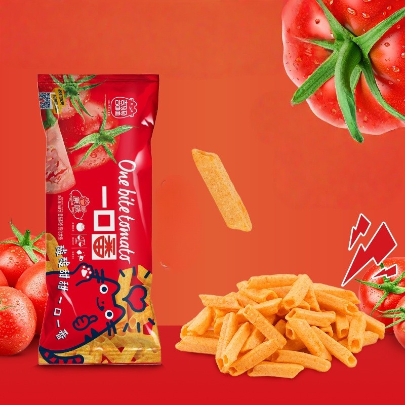 Prawn Cracker Tomato Crisp Pieces Satisfy the Appetite ของว่างถุงใหญ่ 168G ของว่าง