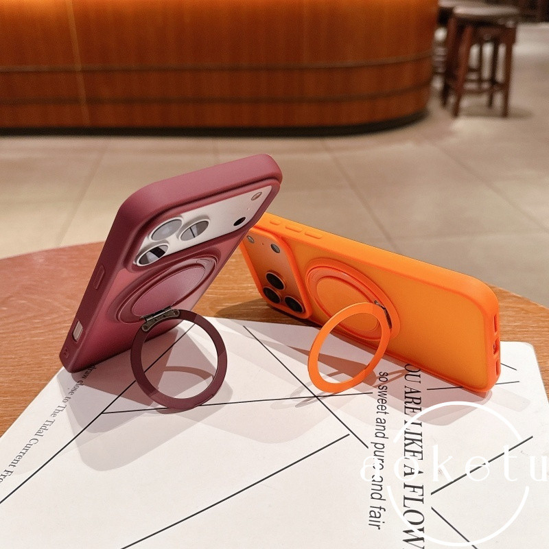 ผิวบางพิเศษรู้สึก 360 องศาหมุนวงเล็บเคสโทรศัพท์สีส้มเหมาะสําหรับ ไอโฟน 11 12 13 14 15 16 17 มือโปร สูงสุด กึ่งโปร่งใสฝ้ารวมทุกอย่างป้องกันการตกปก ราคา ถูกที่สุด ดีลบีเคเค แกลเลอรีภาพที่ 2