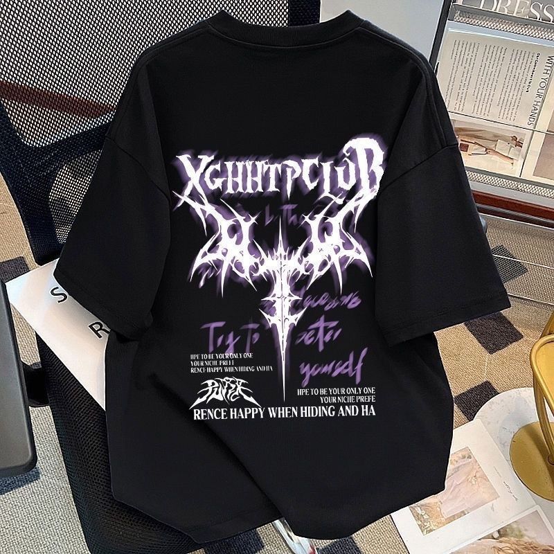 เสื้อยืดแขนสั้นผู้ชายและผู้หญิง สไตล์อเมริกัน สำหรับฤดูร้อน ออกแบบให้ใส่หลวม เหมาะกับทุกโอกาสYO4T