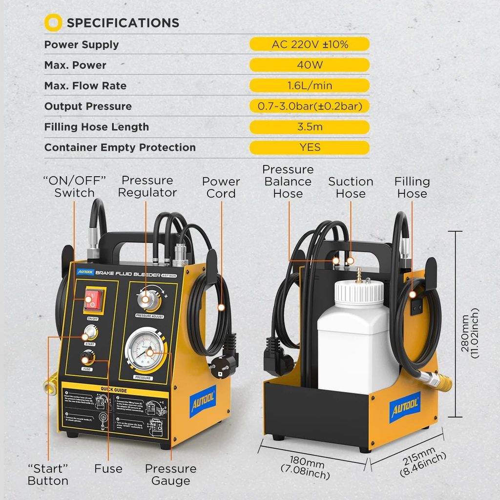 AUTOOL AST605 น้ํามันเบรกเปลี่ยน Exchange ปั๊มน้ํามันเบรค Exchange เบรกรถ Purge ปั๊มน้ํามันรถยนต์ Ex