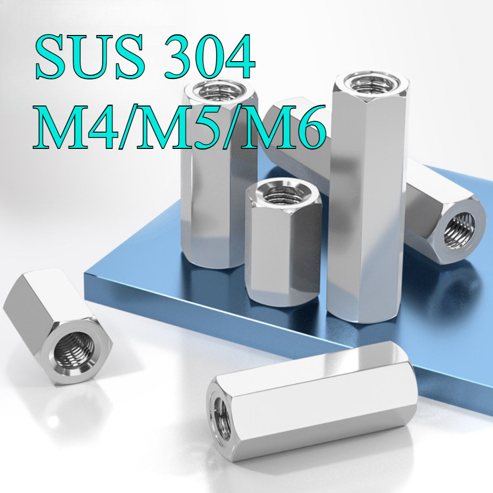 304 สแตนเลส double pass strat strut แยกคอลัมน์ถั่วคอลัมน์ยาวน็อตหกเหลี่ยม M4/M5/M6 XSF-SS