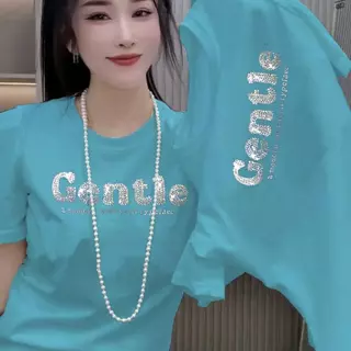 เสื้อยืดแขนสั้นผ้าฝ้ายแท้ หนักและเงา ประดับพลอยเทียม สำหรับผู้หญิง ขายดีของดาราอินเทอร์เน็ต แจ๊กเก็ตซ่อนพุง เสื้อยืดเร