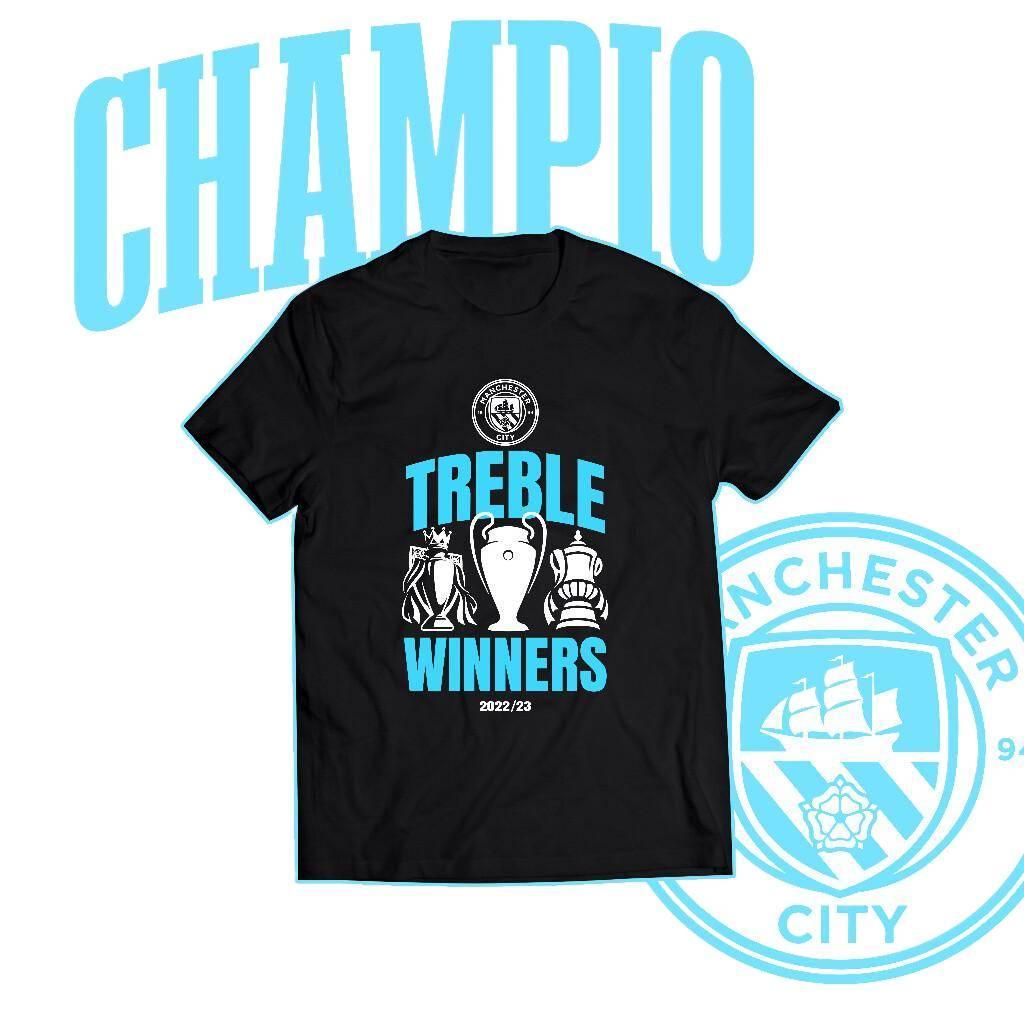 เสื้อยืด Manchester City Treble Winners 2022/23 ลายทีมฟุตบอลสุดเท่ ใส่สบายทุกวัน
