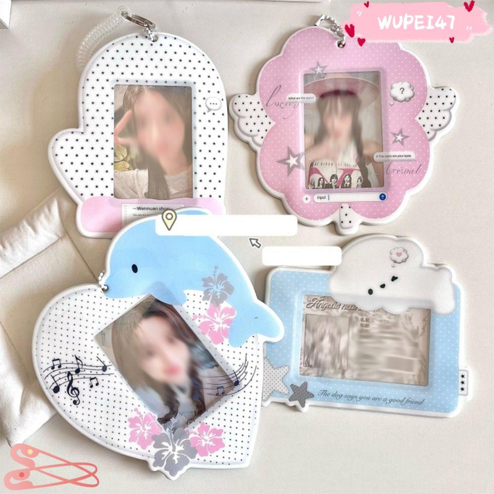 WUPEI47AD Kpop Photocard Holder, Original พร้อมพวงกุญแจ 3 นิ้ว Mini Photo Holder, มัลติฟังก์ชั่นน่าร