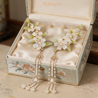 Rubuyou ล้วยไม้ กิ๊บติดผม ประดับพู่ สไตล์จีนโบราณ ย้อนยุค เข้ากับทุกการแต่งกาย สำหรับผู้หญิง เครื่องประดับผมแฟชั่น-COD