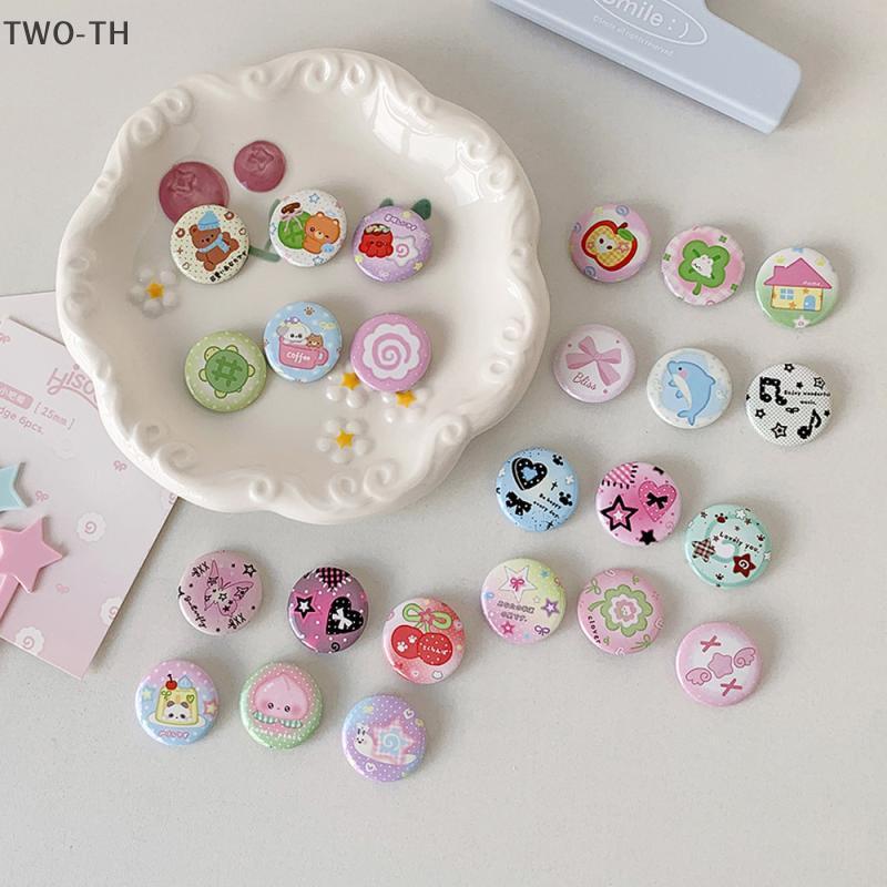 .BADGE Kawaii Retro สไตล์การ์ตูนขนาดเล็ก สำหรับตกแต่งกระเป๋าและอุปกรณ์ 6 ชิ้น