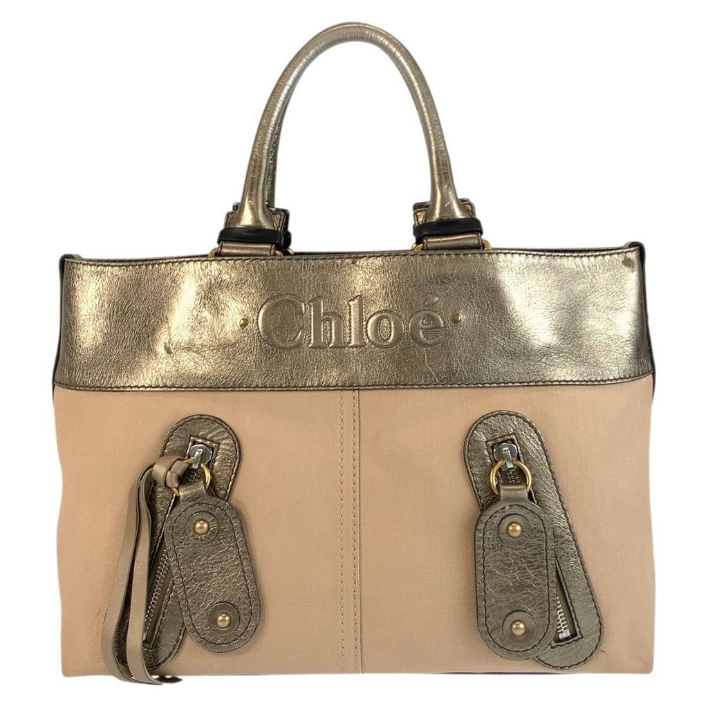Chloe Tote Bag Canvas Leather Used