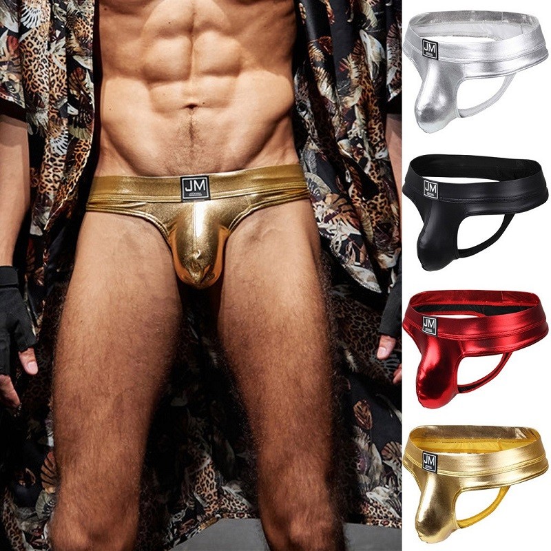 JOCKMAIL กางเกงบ็อกเซอร์หนัง Pu กางเกงบ็อกเซอร์ Jockstrap