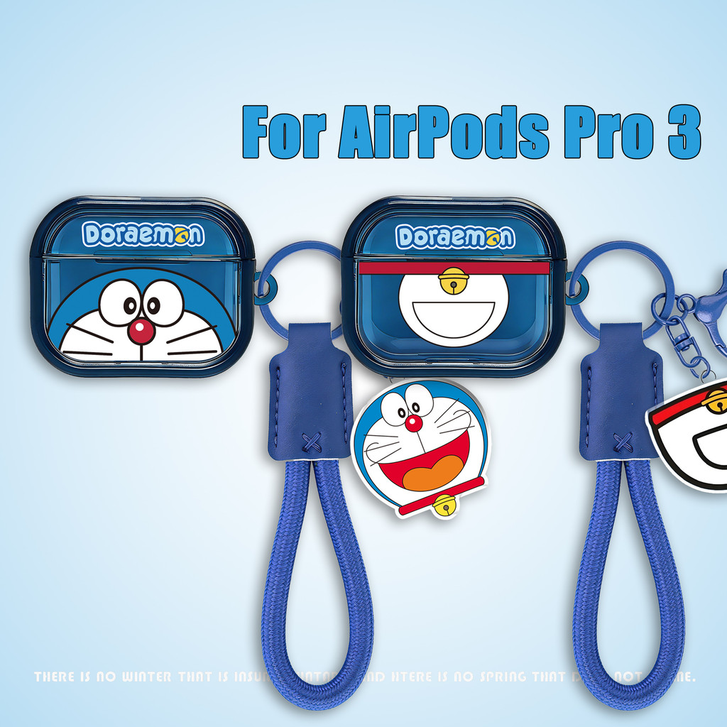 โดราเอมอน จี้โปร่งใส อุปกรณ์เสริม เคสป้องกันหูฟังสําหรับ AirPods Pro 3, AirPods 4, AirPods Pro 2gen, รองรับ 4ANC